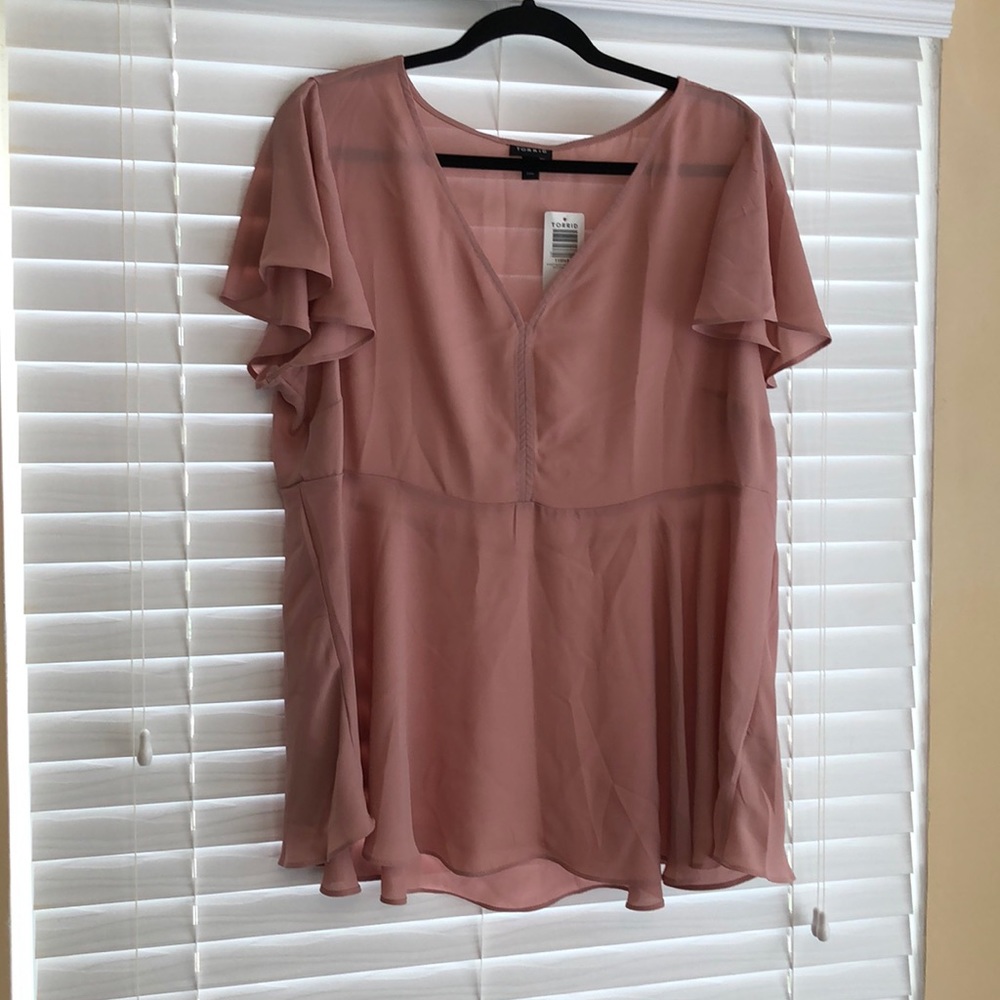 torrid, pink baby doll georgette top. NWT.